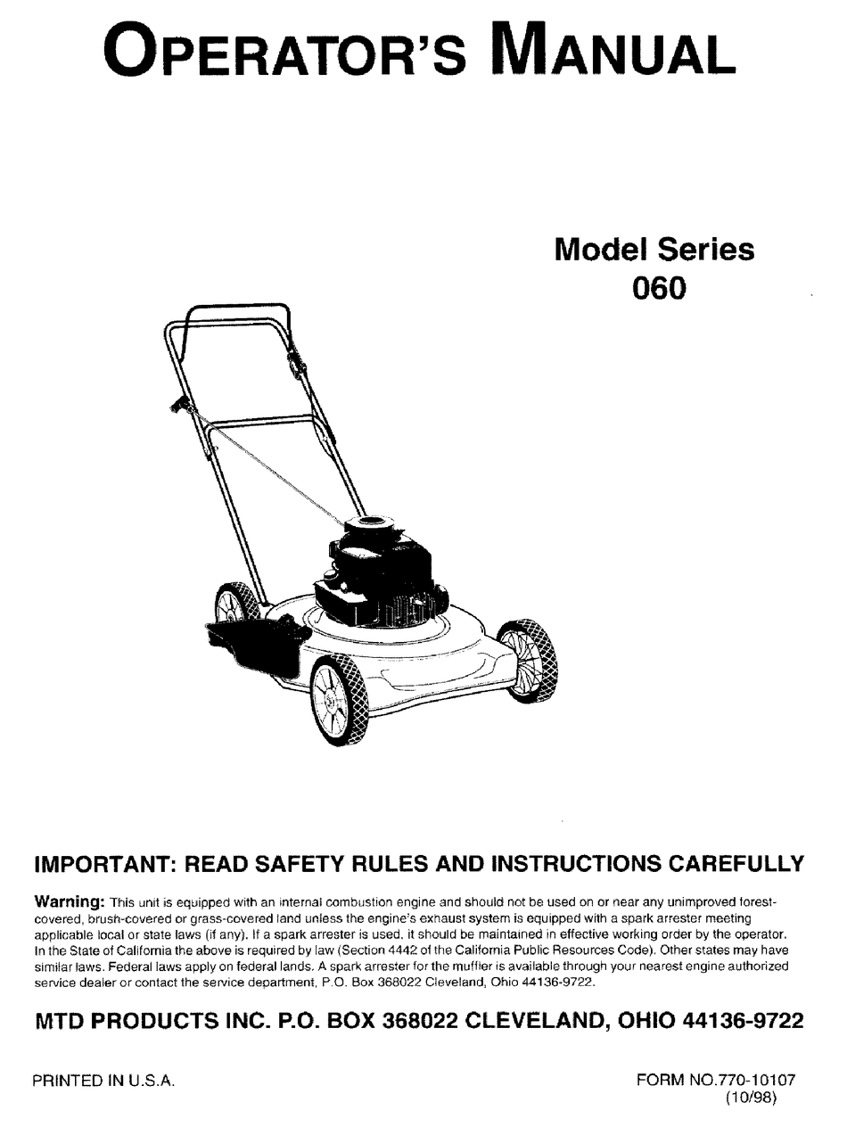 MTD Service Manual PDF Free Download – A Lifeline for Your Lawn and Garden Equipment