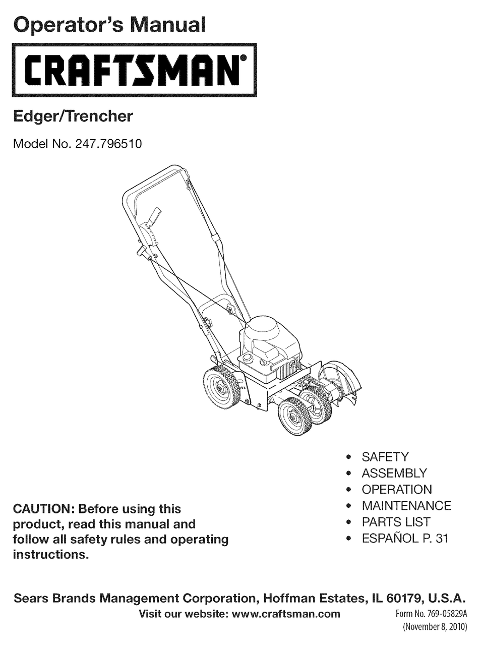 CRAFTSMAN 247.796510 OPERATOR'S MANUAL Pdf Download | ManualsLib