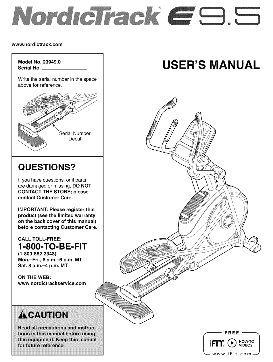 Nordictrack E9 5 23949 0 User Manual Pdf Download Manualslib
