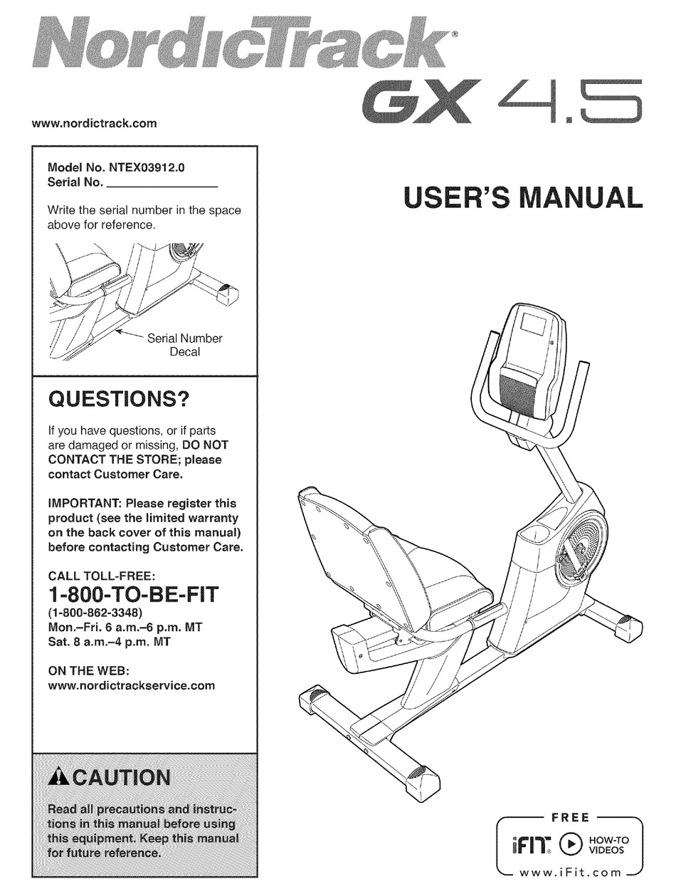 Nordictrack gx 2.7 discount manual