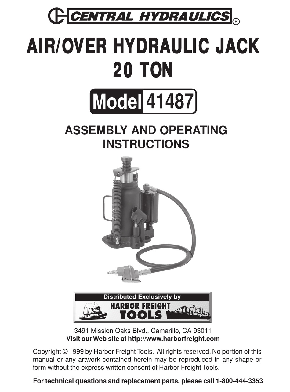 CENTRAL HYDRAULICS 41487 ASSEMBLY AND OPERATING INSTRUCTIONS MANUAL Pdf ...