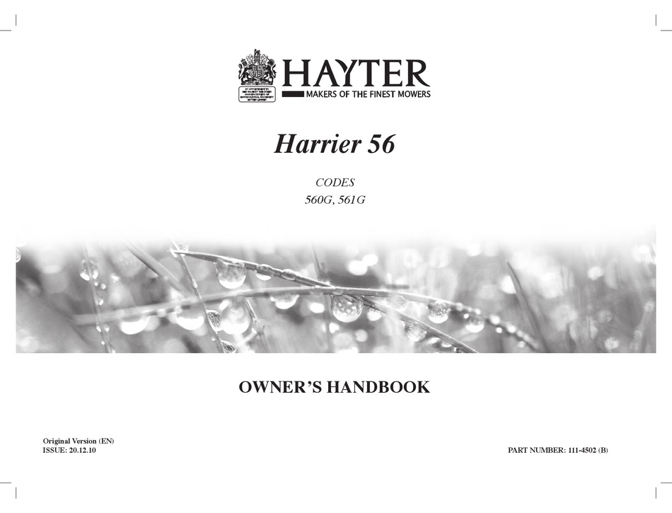 Hayter harrier store 56 manual