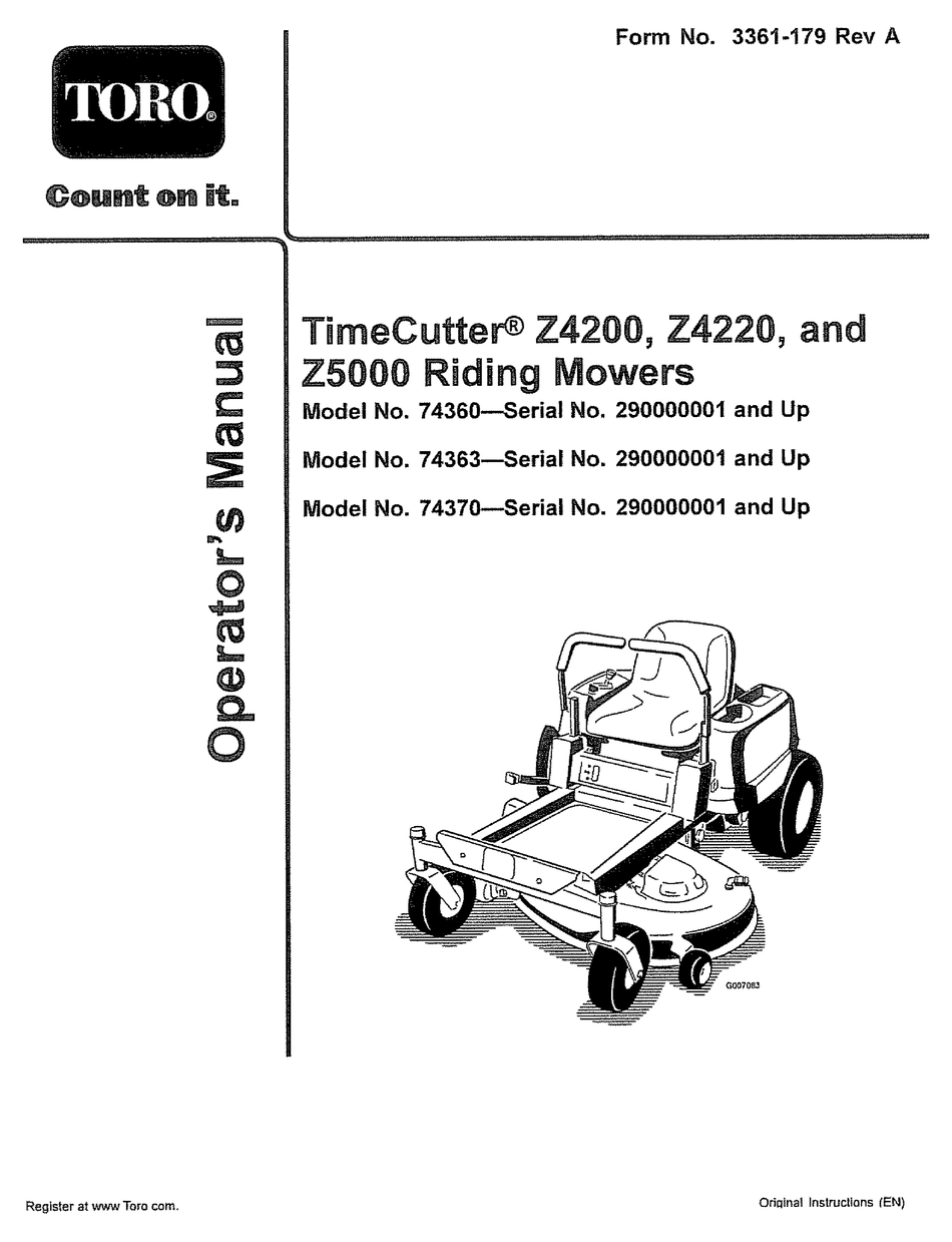 Toro Timecutter Z Operator S Manual Pdf Download Manualslib