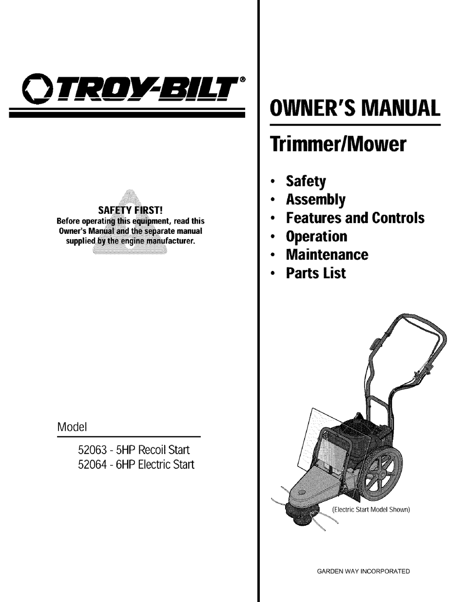 Troy bilt 6hp trimmer mower hot sale