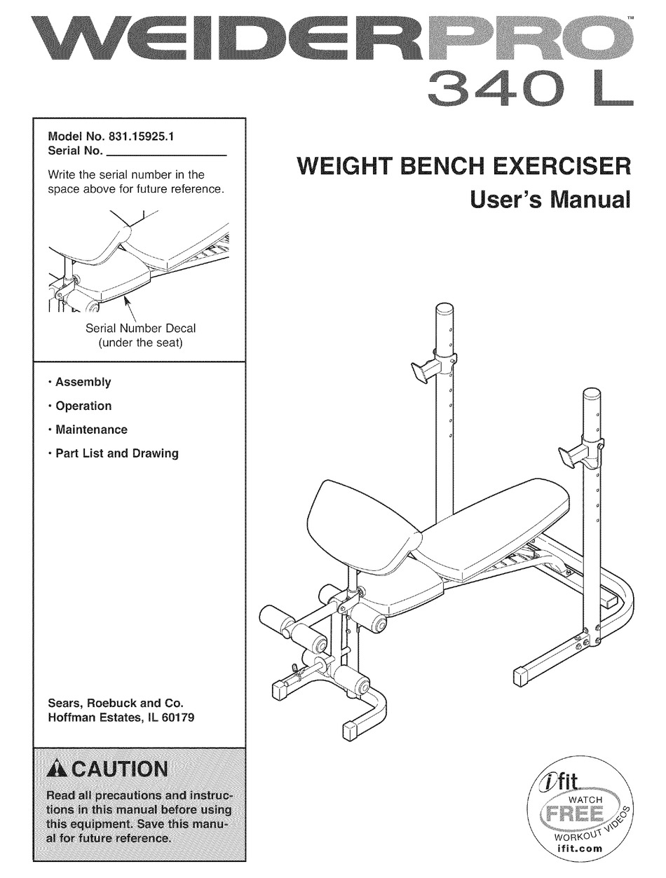 Weider pro 340 2025 l weight bench