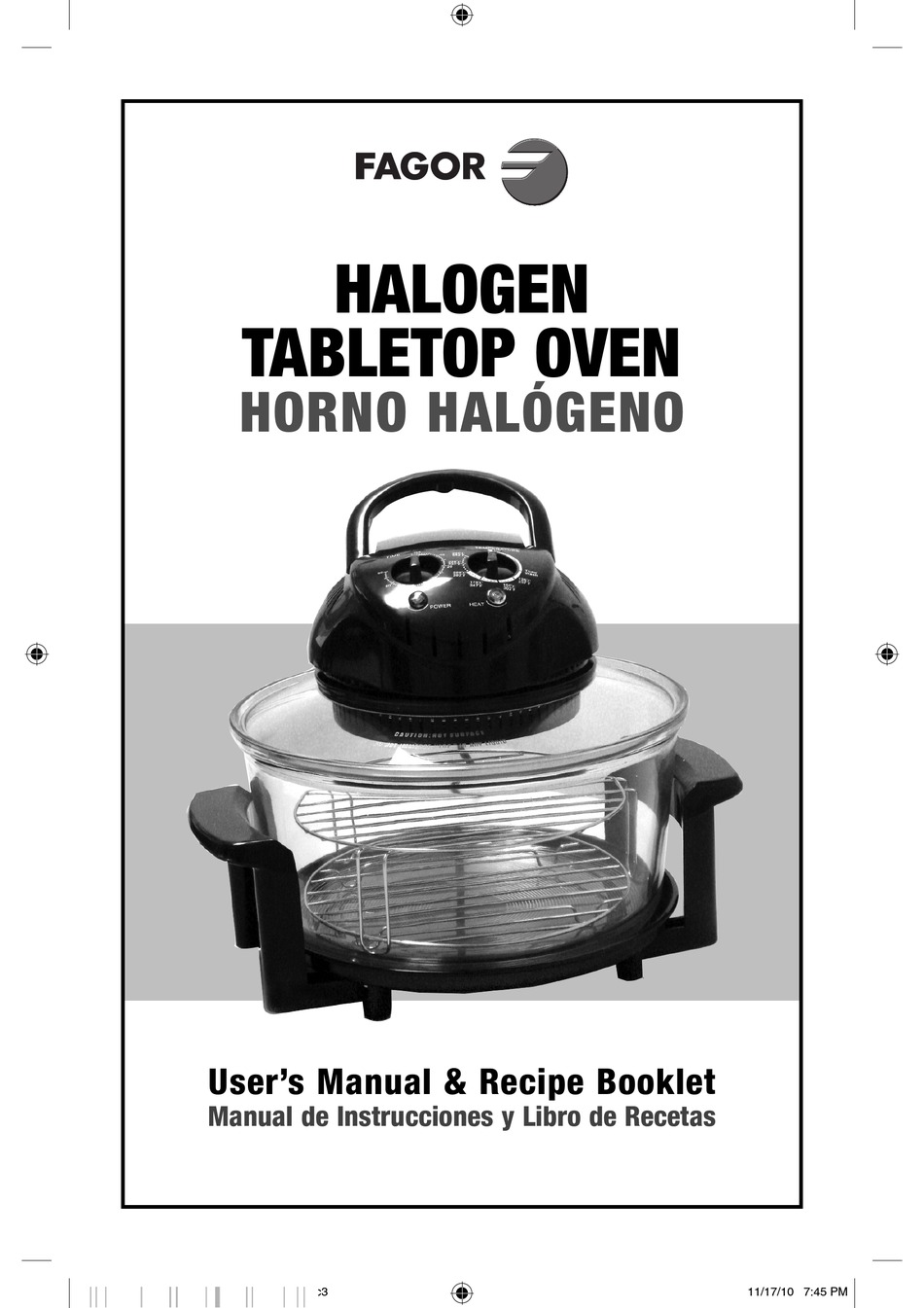 FAGOR HALOGEN TABLETOP OVEN USER S MANUAL RECIPE BOOKLET Pdf Download
