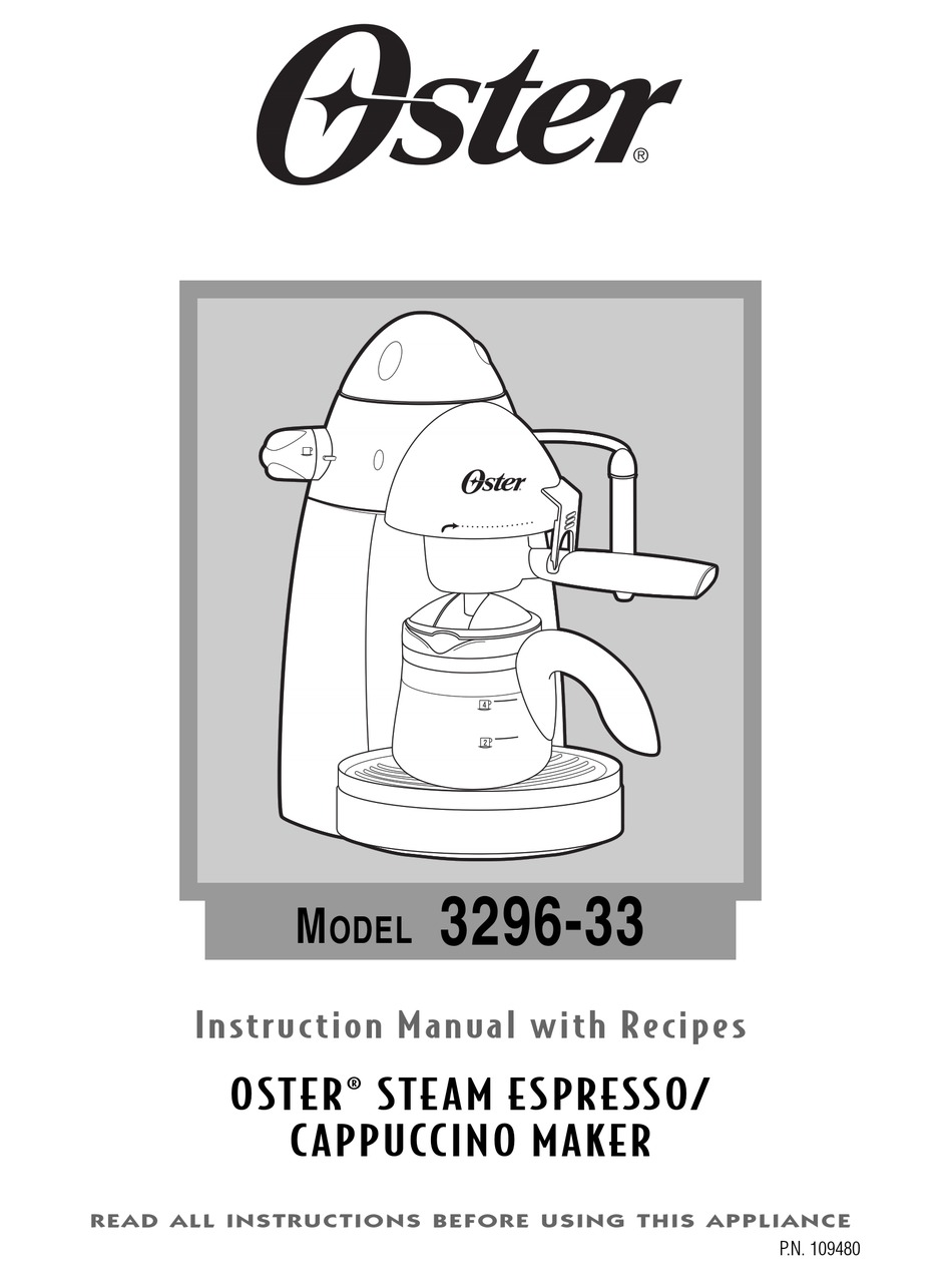 OSTER 3296 INSTRUCTION MANUAL AND 