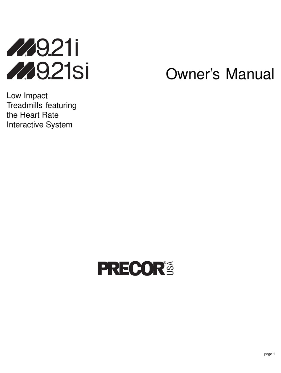 Precor 9.21 best sale treadmill manual