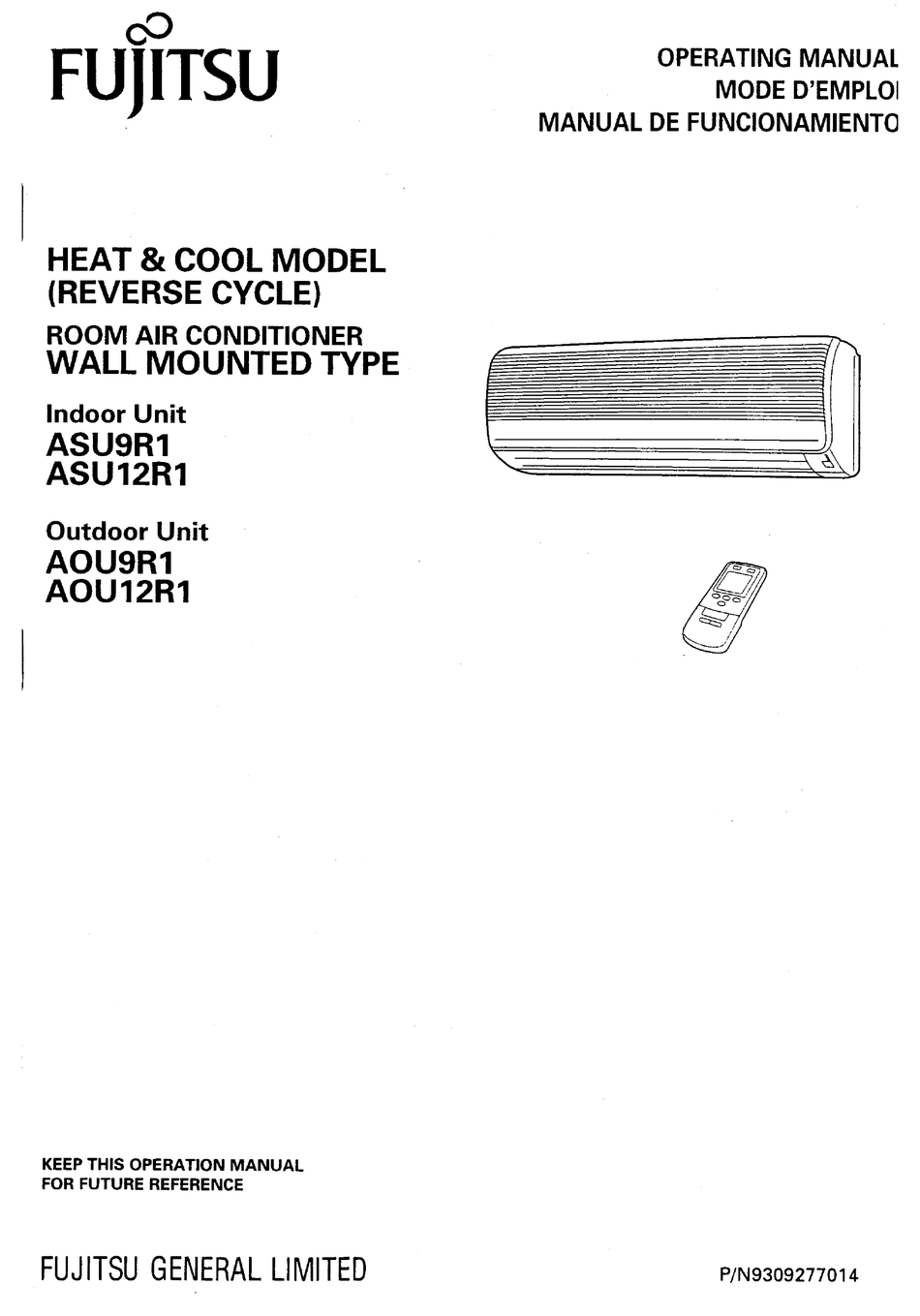 FUJITSU ASU9R1 OPERATING MANUAL Pdf Download | ManualsLib