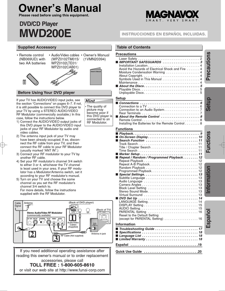 MAGNAVOX MWD200E OWNER