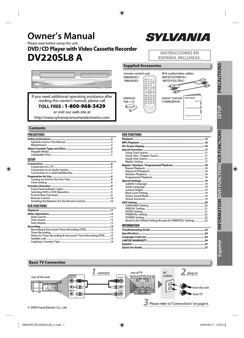 SYLVANIA DV220SL8 A OWNER'S MANUAL Pdf Download | ManualsLib