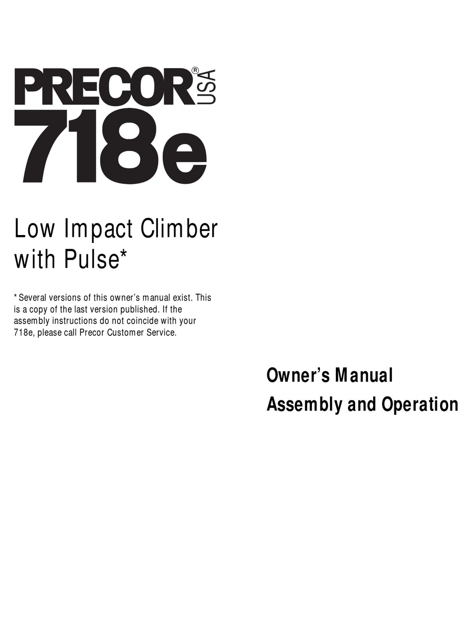 PRECOR 718E OWNER'S MANUAL Pdf Download ManualsLib