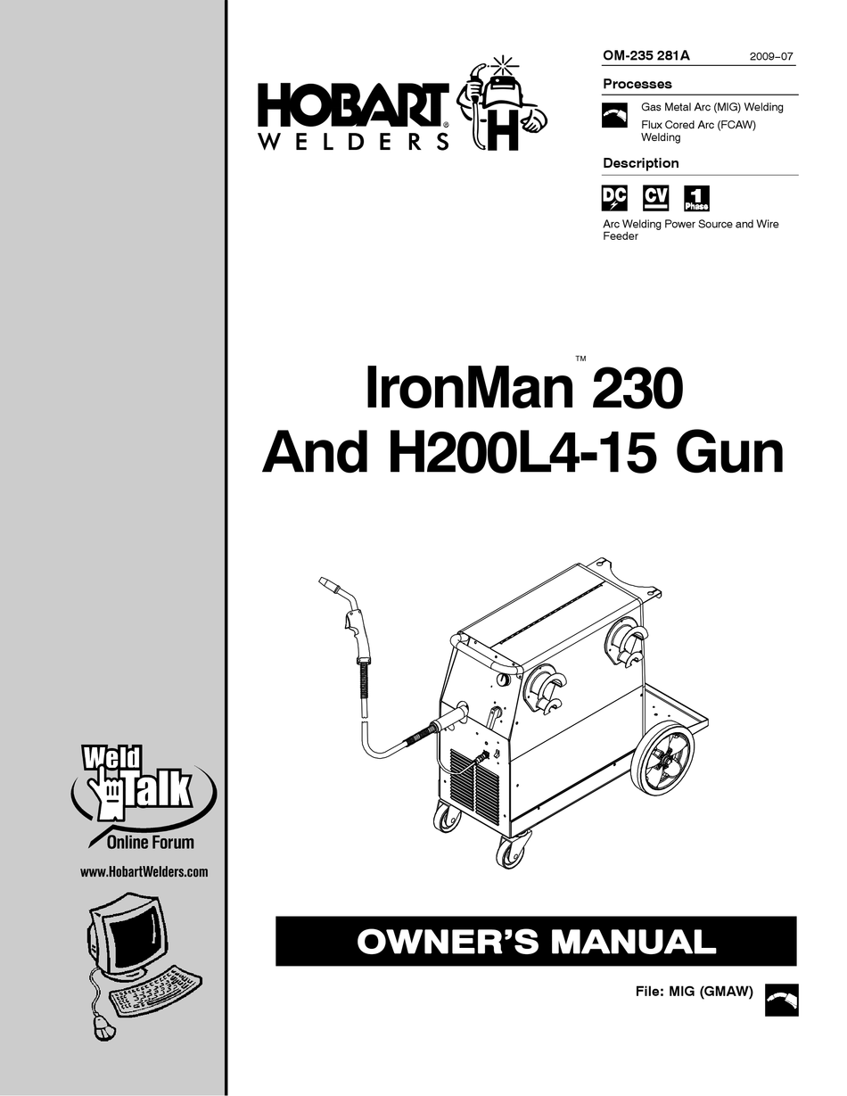 HOBART IRONMAN 230 OWNER'S MANUAL Pdf Download | ManualsLib