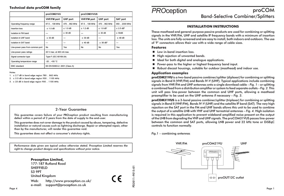 PROCOM 21VU USER MANUAL Pdf Download | ManualsLib