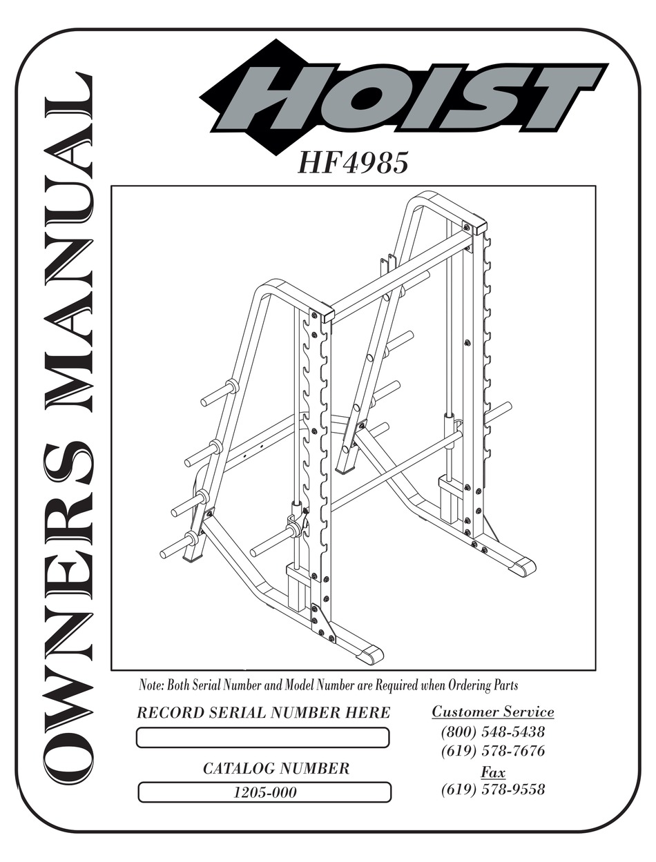 HOIST FITNESS HF 4985 OWNER'S MANUAL Pdf Download | ManualsLib