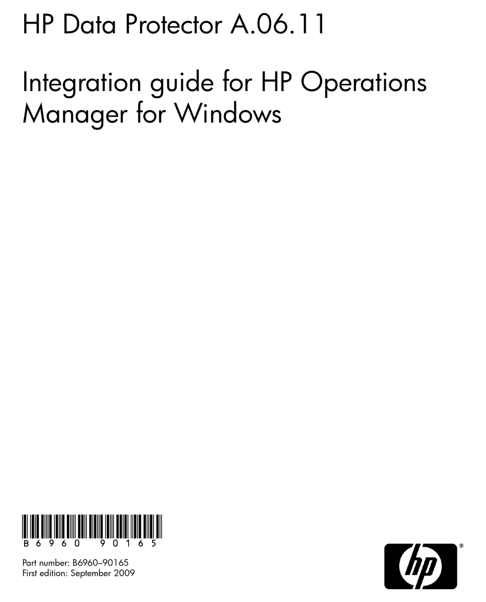 HP DATA PROTECTOR A.06.11 INTEGRATION MANUAL Pdf Download ManualsLib