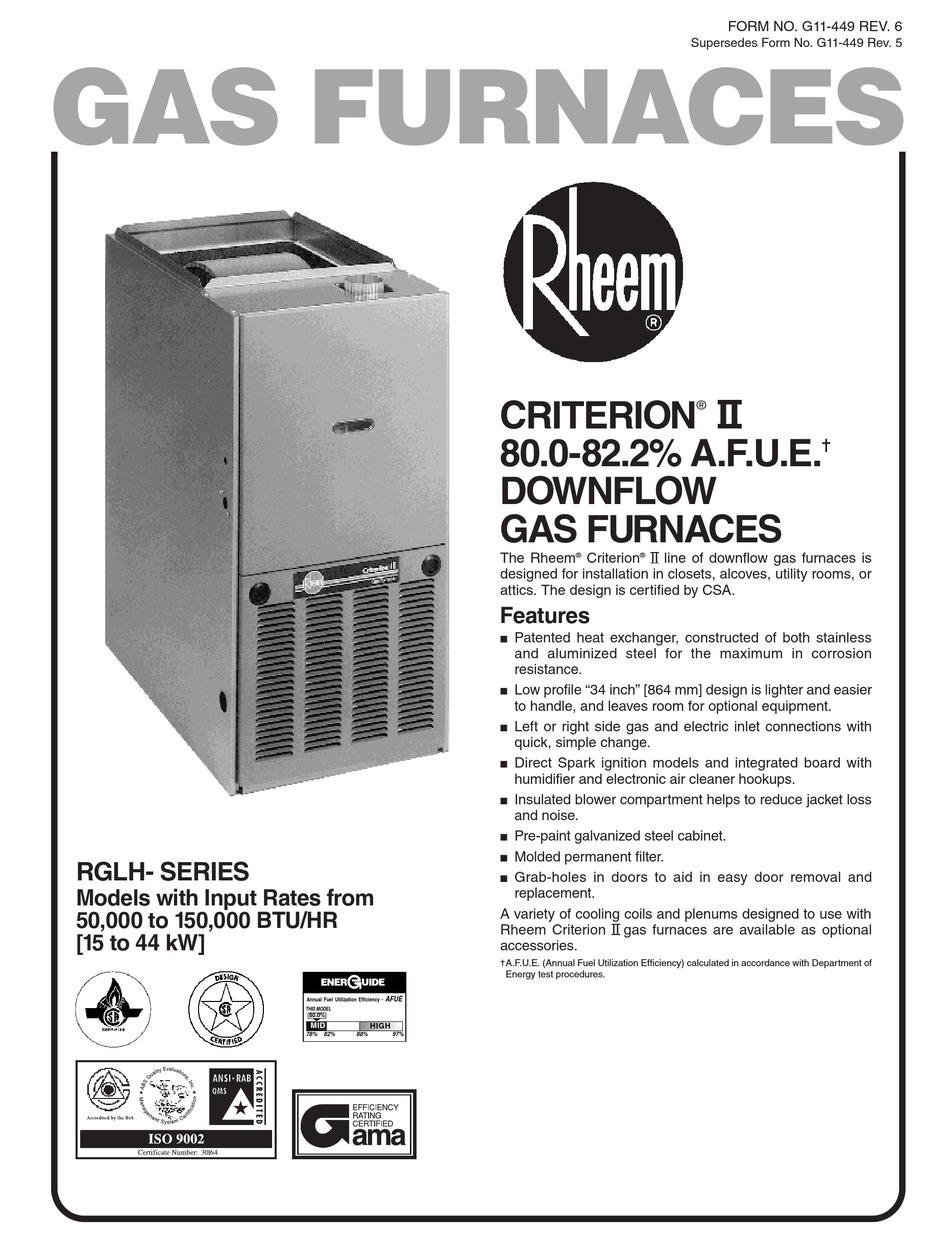 Rheem classic 90 plus furnace manual