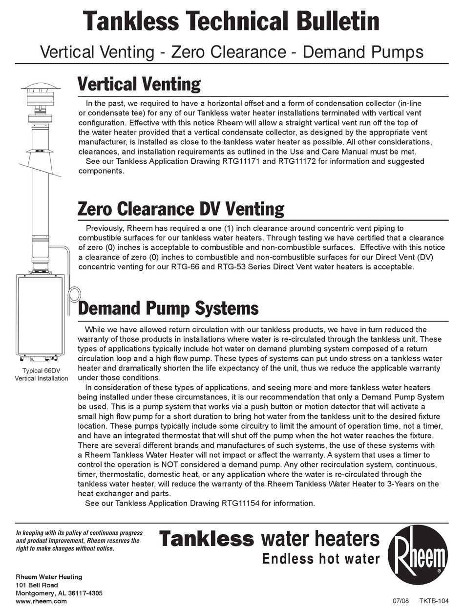 RHEEM RTG-66 SERIES BULLETIN Pdf Download | ManualsLib