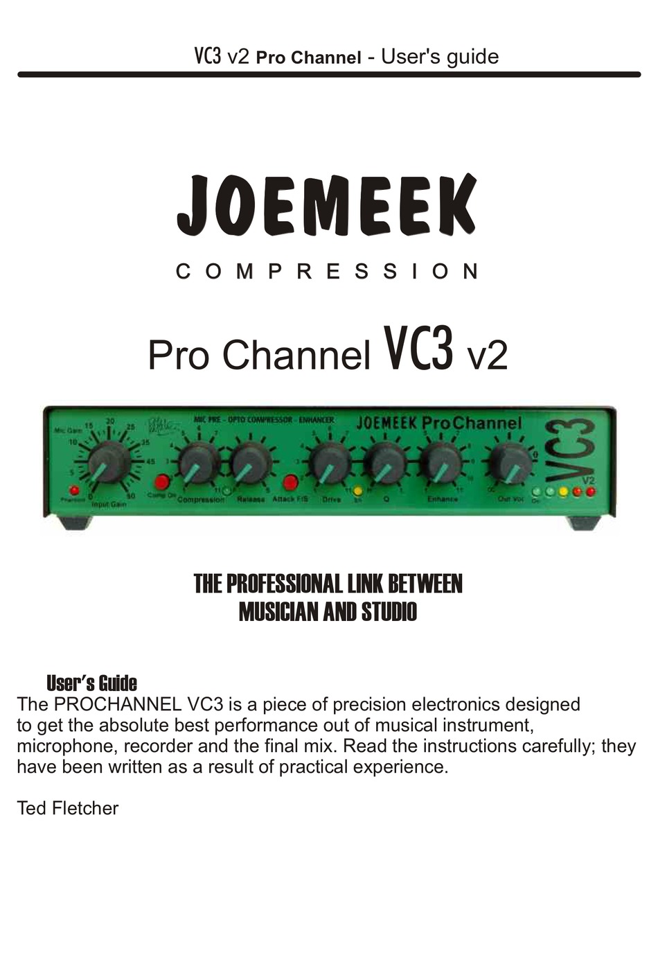 JOEMEEK PRO CHANNEL VC3 V2 USER MANUAL Pdf Download | ManualsLib