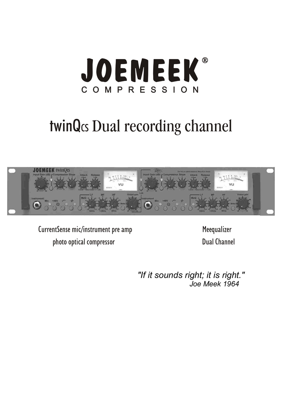 JOEMEEK TWINQCS USER MANUAL Pdf Download | ManualsLib