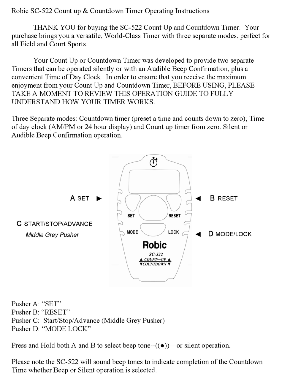 Manual de Cronómetro Robic SC-848W, PDF, Timer