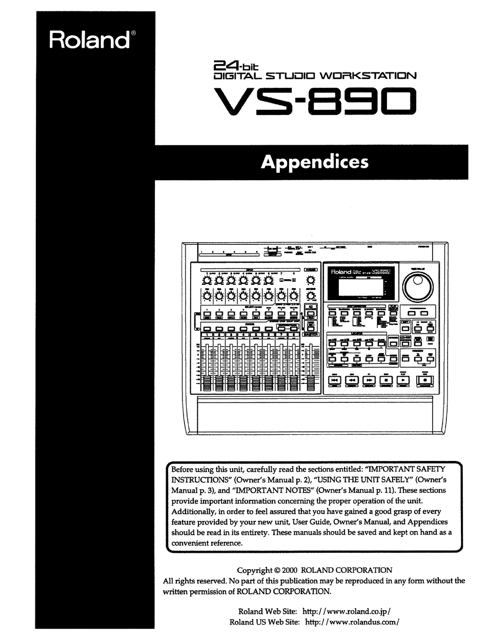 Roland Vs 0 Appendices Pdf Download Manualslib