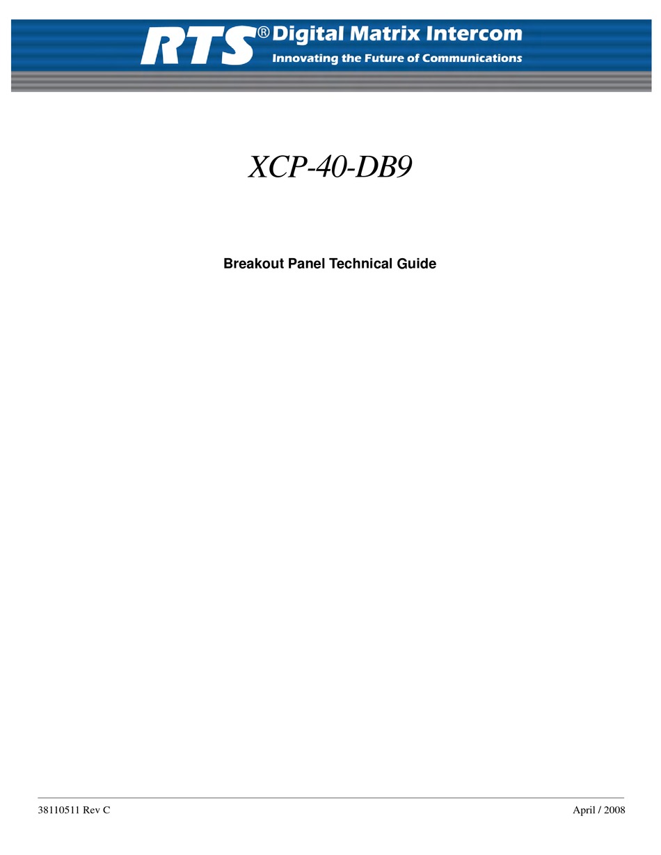 RTS XCP40DB9 TECHNICAL MANUAL Pdf Download ManualsLib