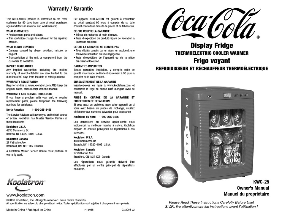 Koolatron Coca Cola Kwc 25 Owner S Manual Pdf Download Manualslib Koolatron Coca Cola Kwc 25 Owner S Manual Pdf Download Manualslib