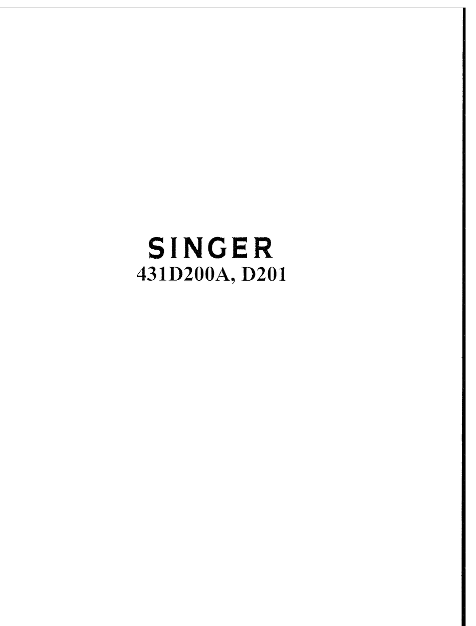 SINGER 431D200A SERVICE MANUAL Pdf Download | ManualsLib