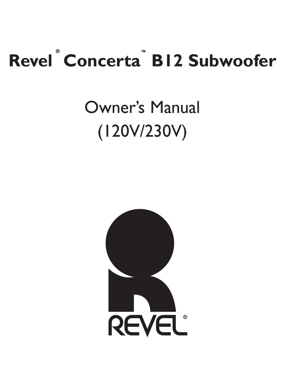 REVELL CONCERTA B12 OWNER'S MANUAL Pdf Download ManualsLib