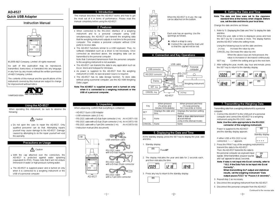 A&D AD-8527 INSTRUCTION MANUAL Pdf Download | ManualsLib