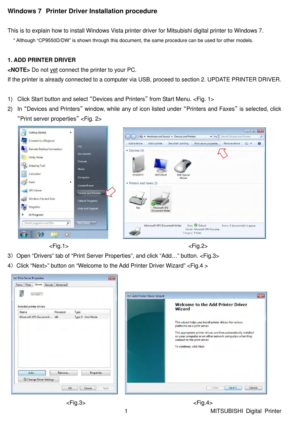 Mitsubishi Windows 7 Driver Installation Pdf Download Manualslib