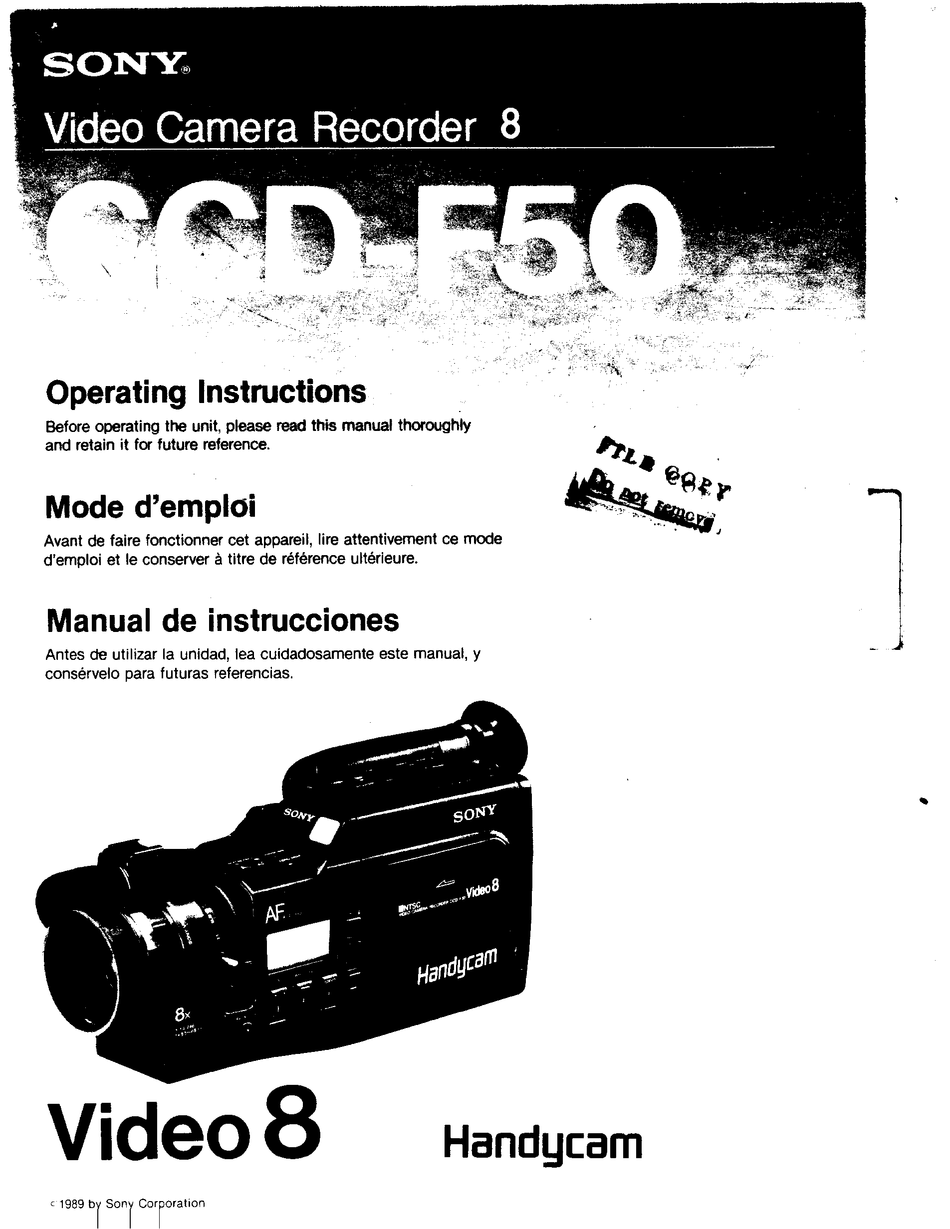 SONY VIDEO8 HANDYCAM CCDF50 OPERATING INSTRUCTIONS MANUAL Pdf Download ManualsLib