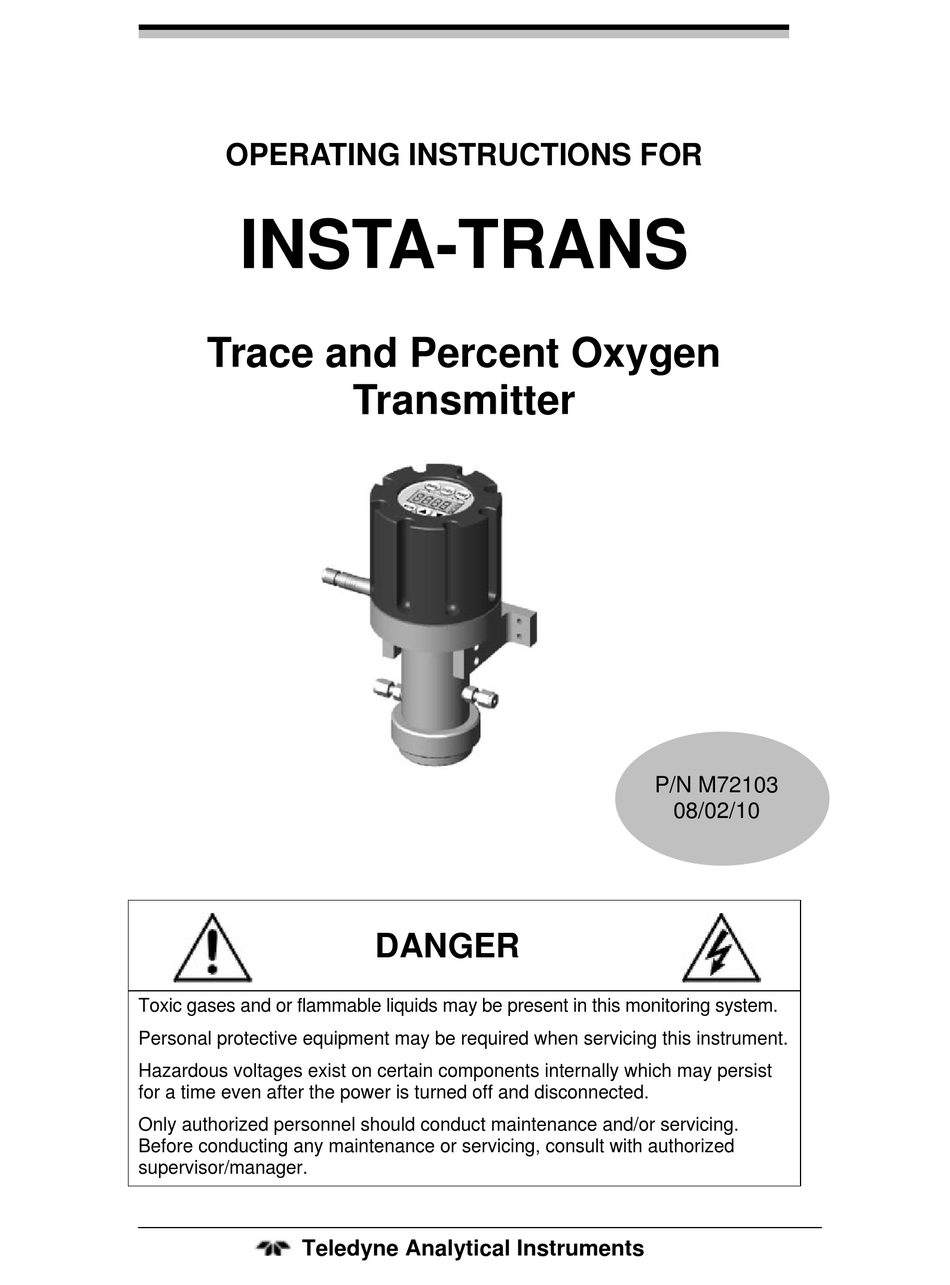 TELEDYNE INSTATRANS OPERATING INSTRUCTIONS MANUAL Pdf Download