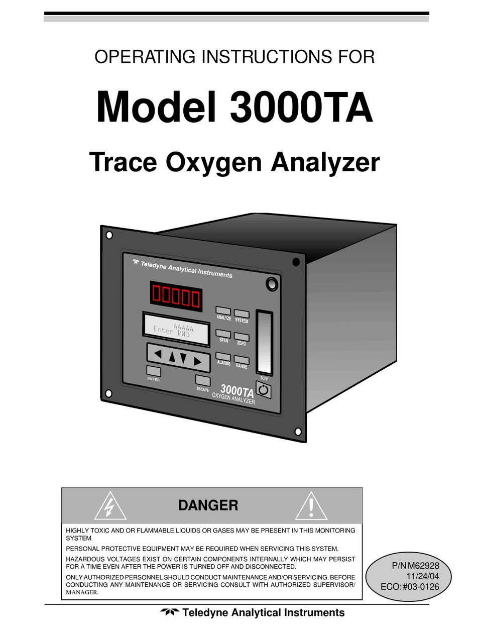 Teledyne 3000ta Operating Instructions Manual Pdf Download Manualslib