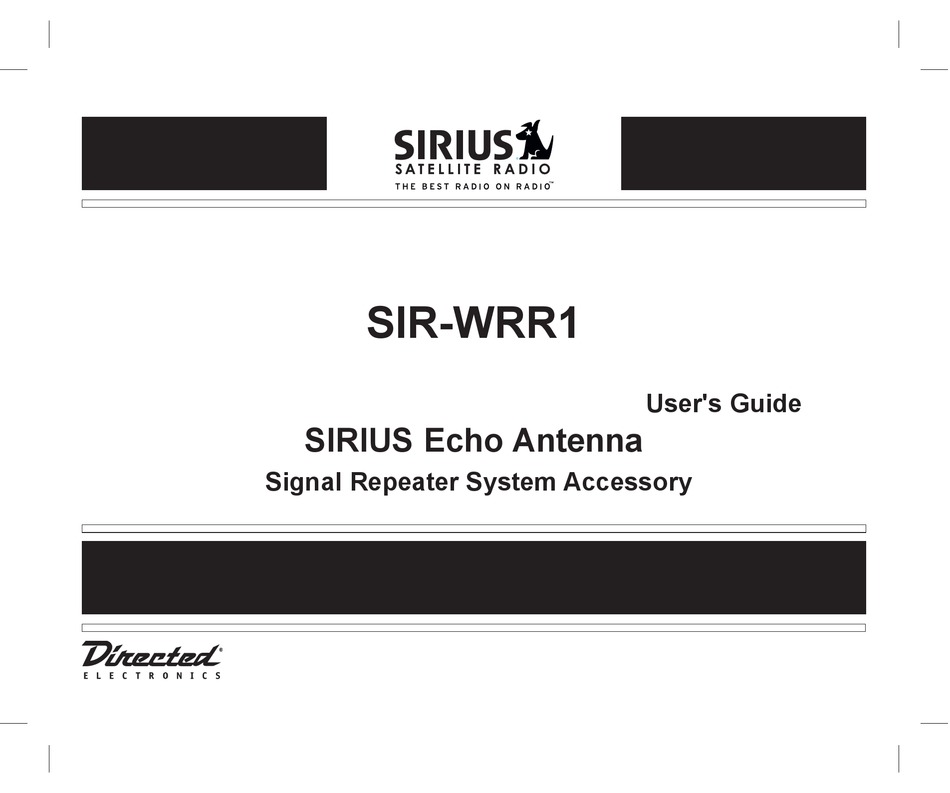 SIRIUS SATELLITE RADIO SIRWRR1 USER MANUAL Pdf Download ManualsLib