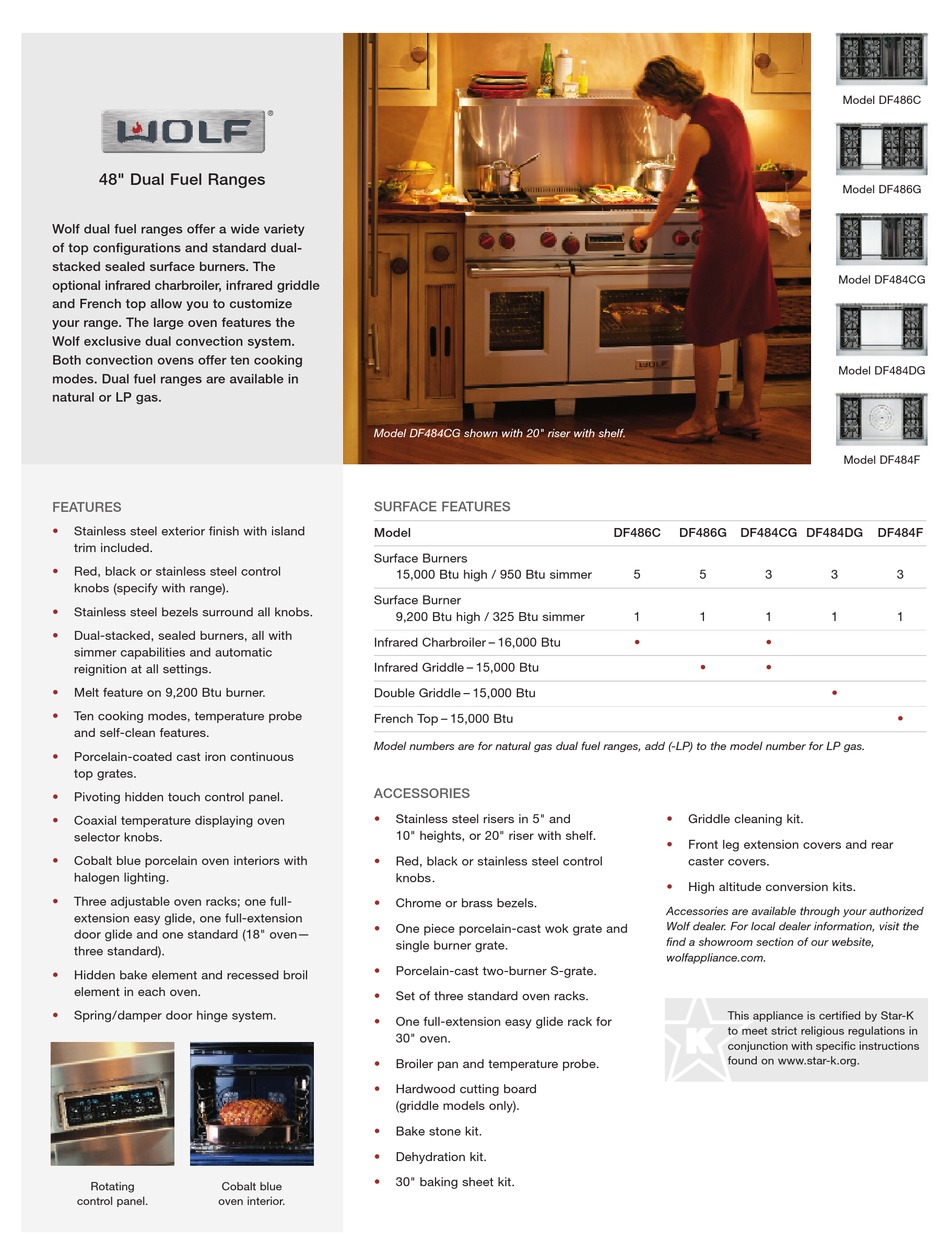 WOLF DF484CG SPECIFICATION SHEET Pdf Download ManualsLib