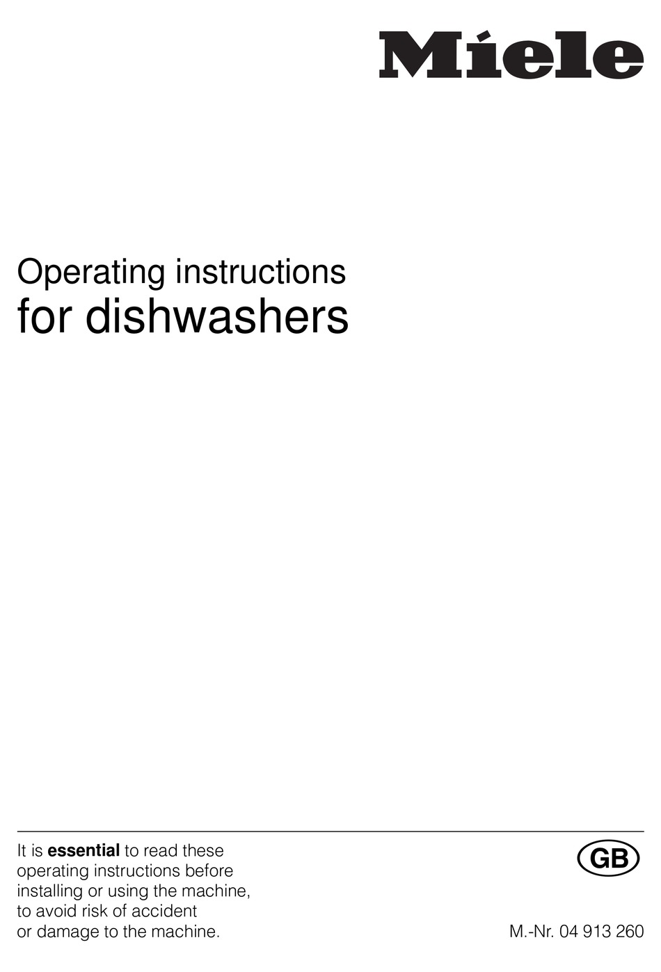 MIELE G 307 OPERATING INSTRUCTIONS MANUAL Pdf Download ManualsLib