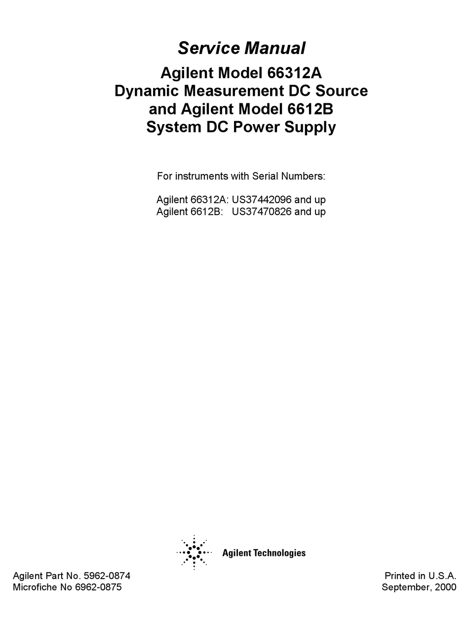 Agilent Technologies 66312a Service Manual Pdf Download Manualslib