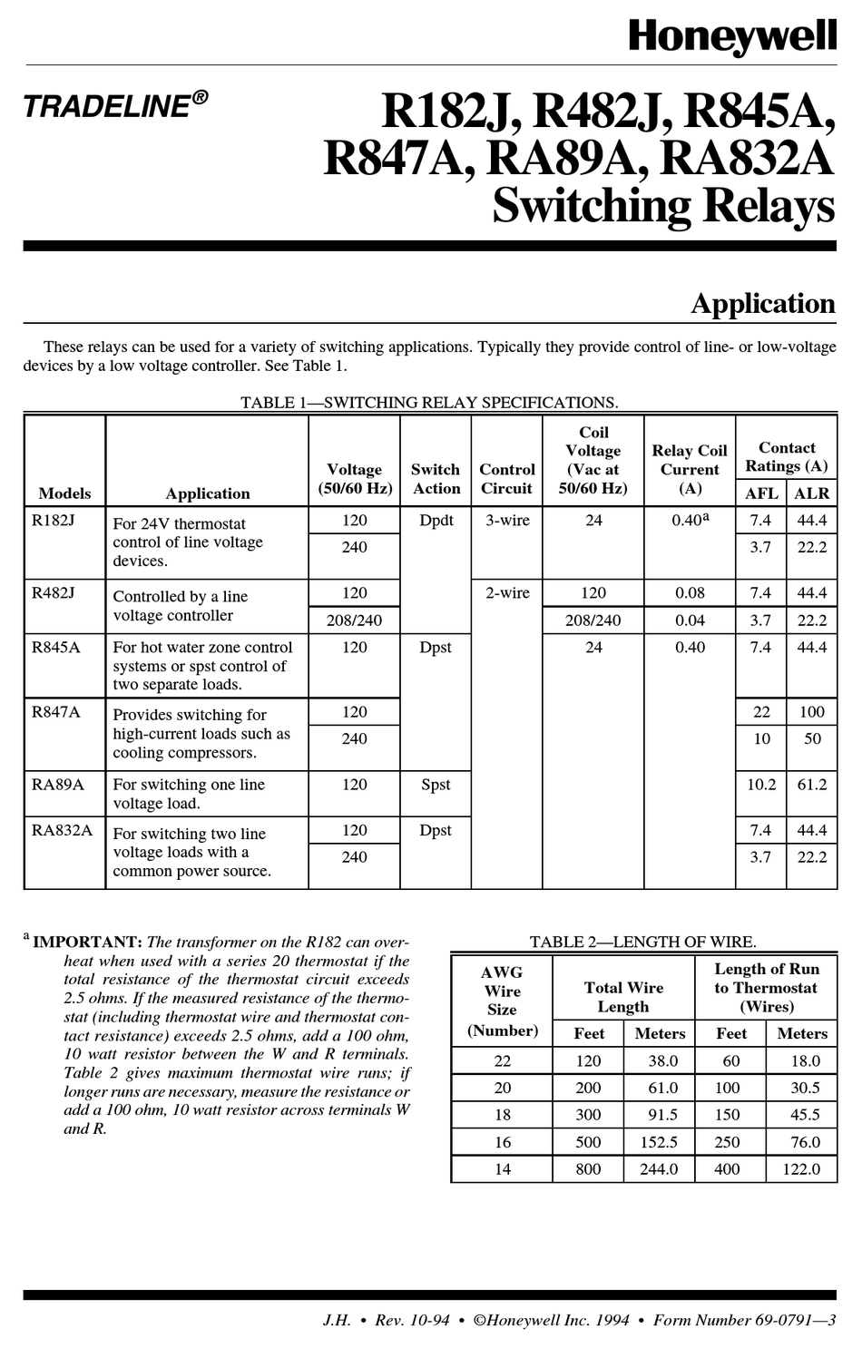 HONEYWELL TRADELINE R182J MANUAL Pdf Download | ManualsLib