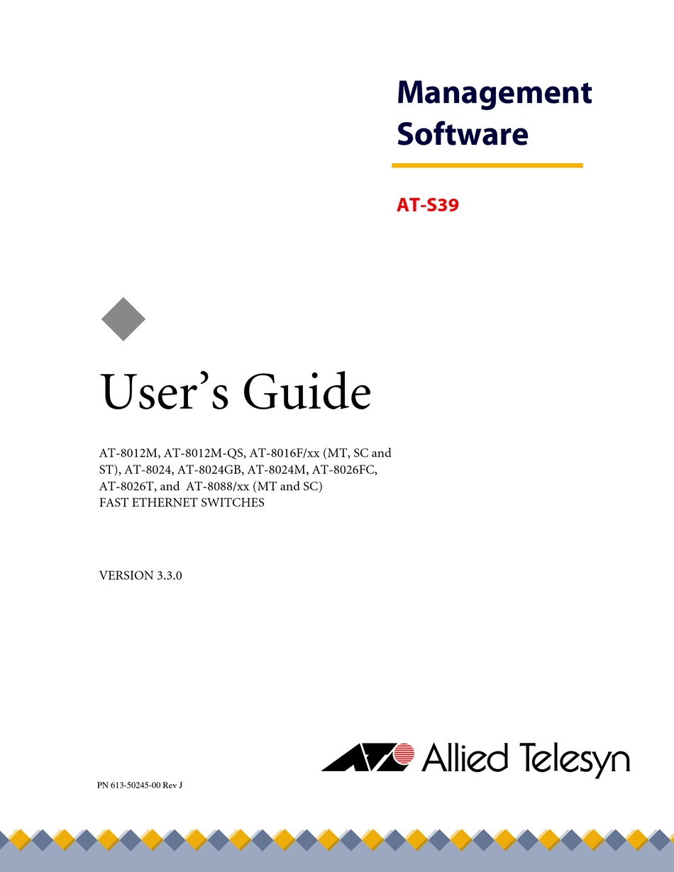 ALLIED TELESIS AT S39 USER MANUAL Pdf Download ManualsLib