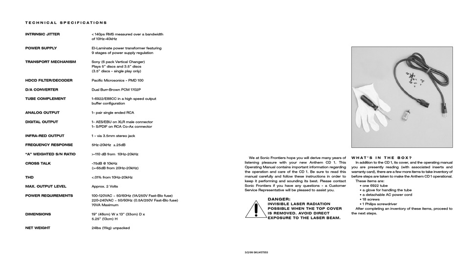 ANTHEM CD 1 OPERATING MANUAL Pdf Download ManualsLib