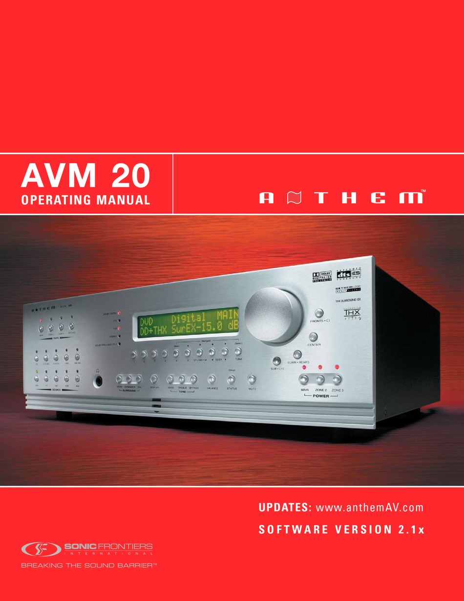 ANTHEM AVM 20 OPERATING MANUAL Pdf Download | ManualsLib