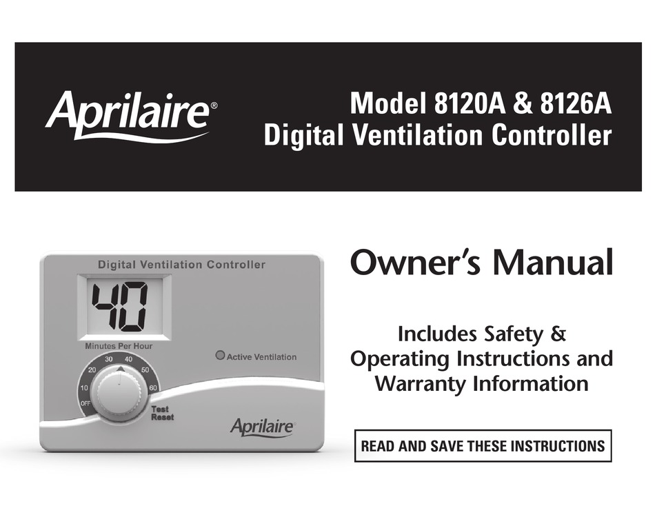 APRILAIRE 8120A OWNER'S MANUAL Pdf Download | ManualsLib