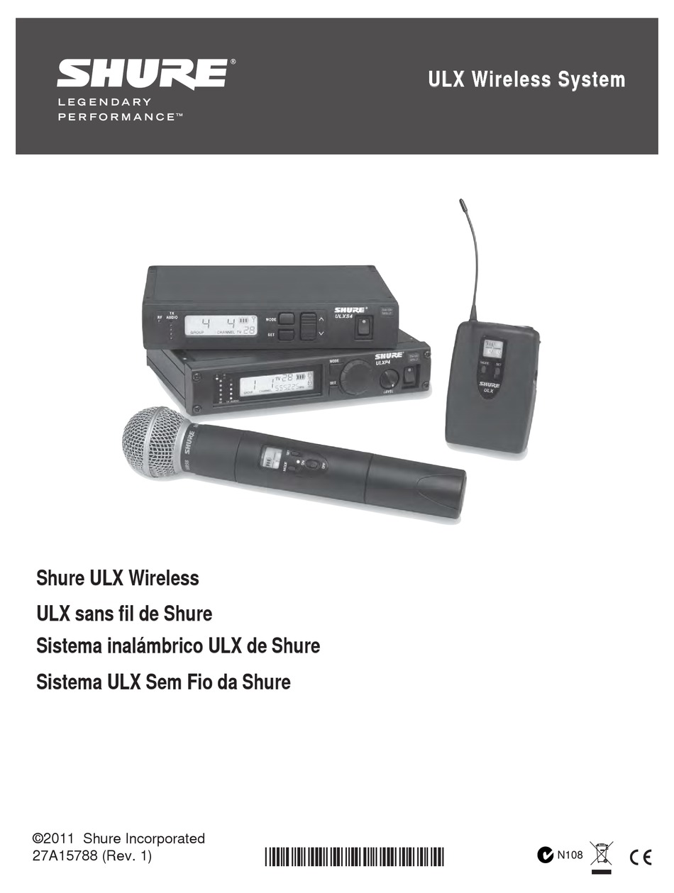 SHURE ULX WIRELESS SYSTEM USER MANUAL Pdf Download ManualsLib