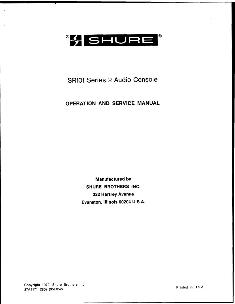 SHURE SR101 SERIES 2 OPERATION AND SERVICE MANUAL Pdf Download | ManualsLib