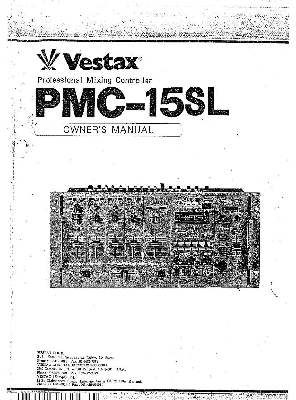 Vestax Pmc 15sl Owner S Manual Pdf Download Manualslib