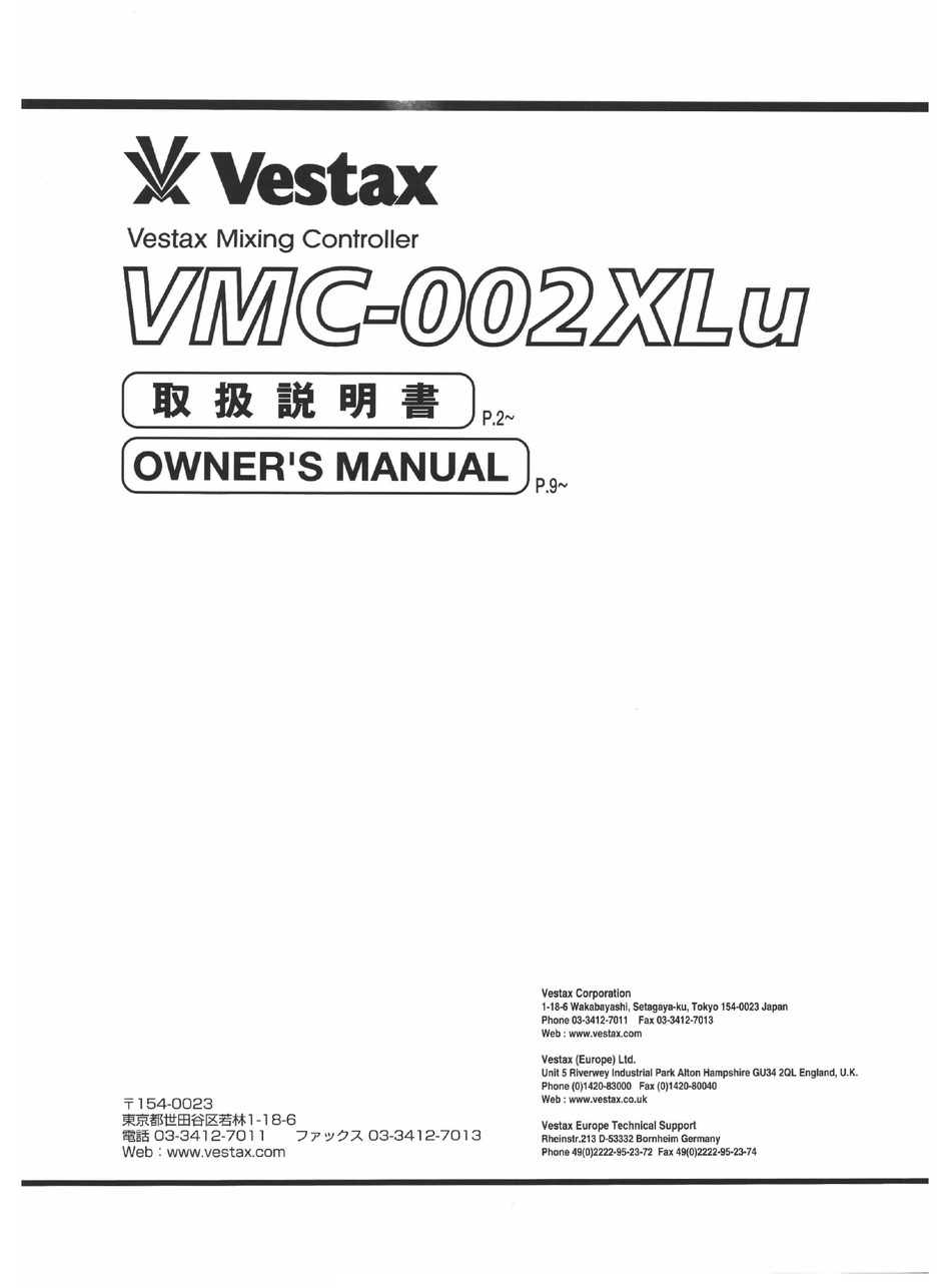 Vestax Vmc 002xlu Owner S Manual Pdf Download Manualslib