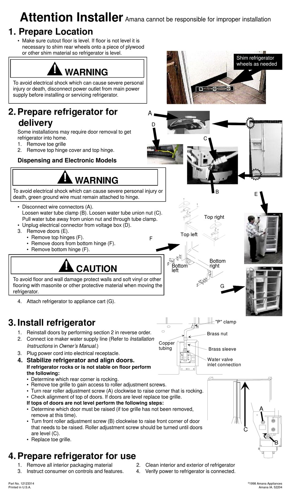 AMANA REFRIGERATOR ATTENTION INSTALLER Pdf Download ManualsLib
