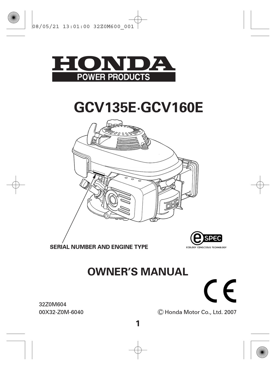 HONDA GCV135E OWNER'S MANUAL Pdf Download | ManuaLib